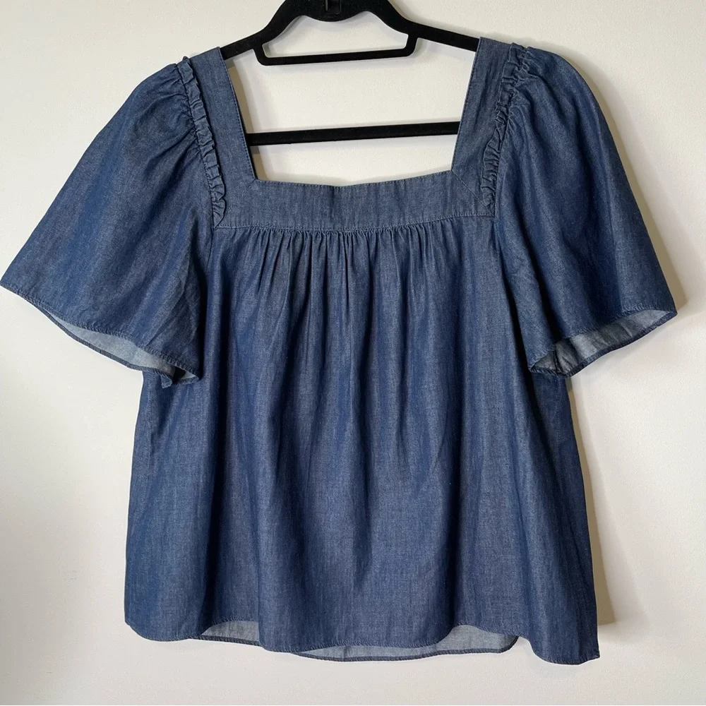 Draper James Maren Top in Chambry Dark Wash Size Small NWOT - Picture 5 of 7